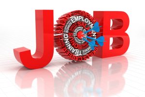Target job concept. Employment, salary, benefits, salary skills words.